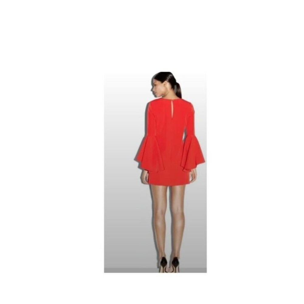 Milly Mini Dress Womens 14 Red Nicole Cady Silk Blend Bell Sleeves - Picture 11 of 11